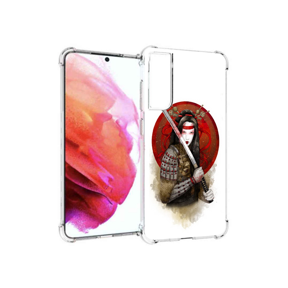 

Чехол MyPads Tocco для Samsung Galaxy S21 FE рисованная девушка с катаной, Прозрачный, Tocco