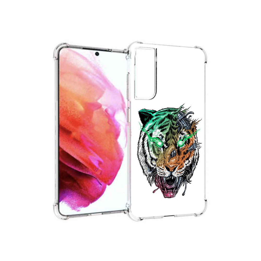 

Чехол MyPads Tocco для Samsung Galaxy S21 FE робо-тигр, Прозрачный, Tocco