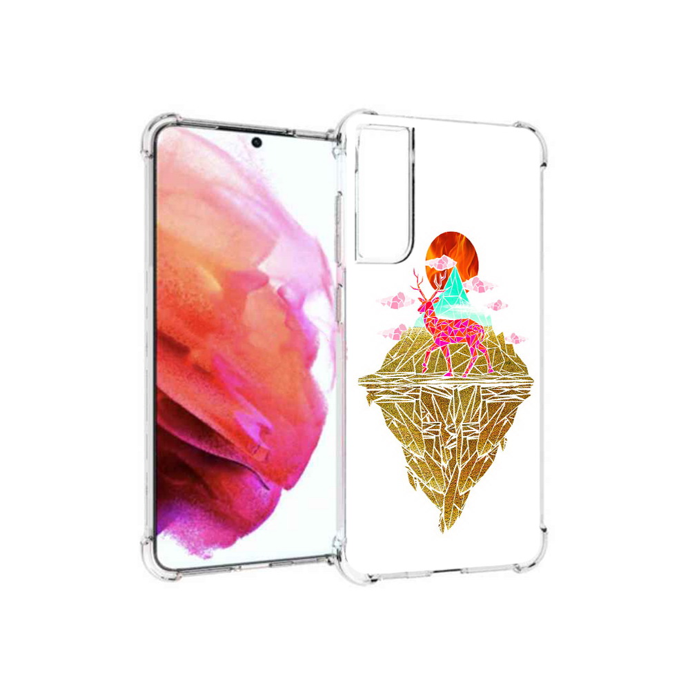 

Чехол MyPads Tocco для Samsung Galaxy S21 FE розовый олень абстракция, Прозрачный, Tocco