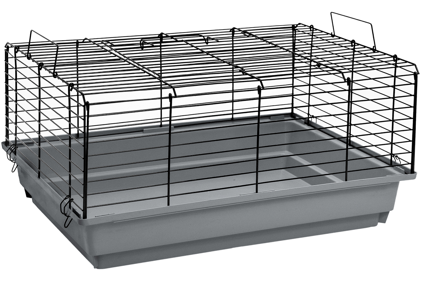 фото Клетка для кроликов pettails, складная, шаг прута 18мм, 58см*40см*30см, серый, черный