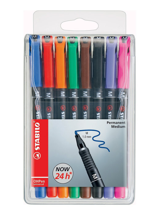 Маркер-ручка перманентный 1мм STABILO OHPen Universal, 8 цветов