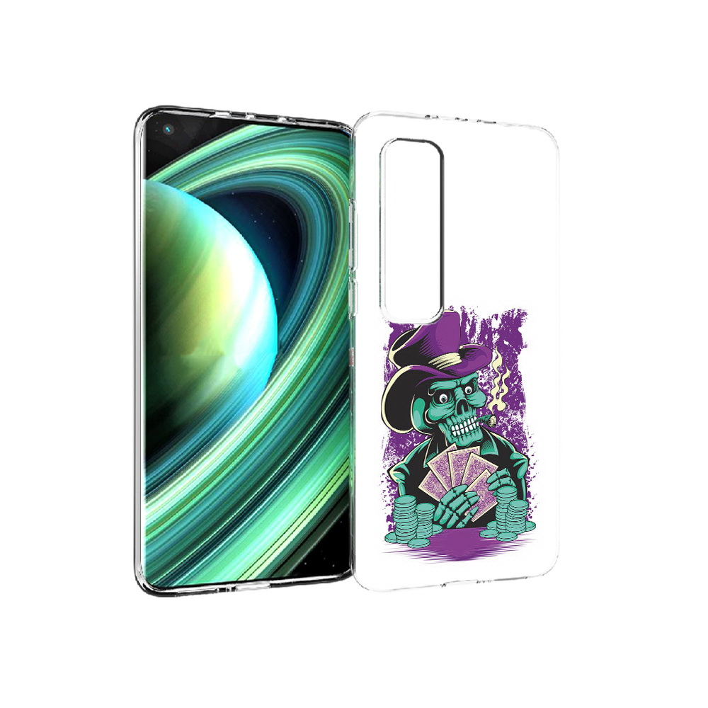 

Чехол MyPads Tocco для Xiaomi Mi 10 Ultra зеленый череп с картами (PT156404.264.361), Прозрачный, Tocco