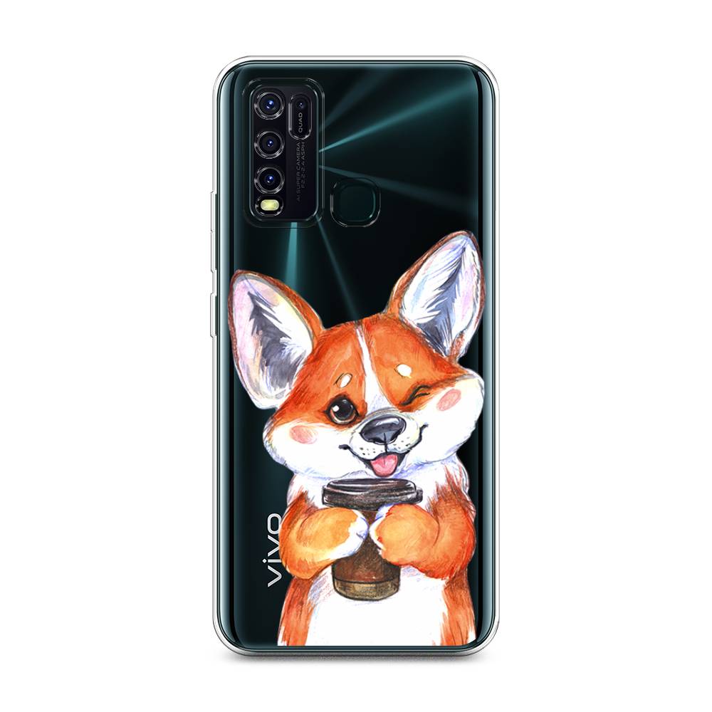 

Чехол для Vivo Y30/Y50 "Корги с кофе", Оранжевый;белый, 263150-4