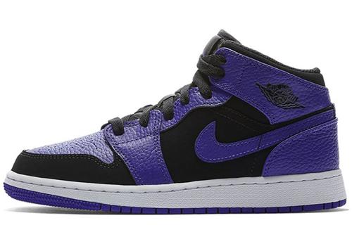 

Кеды унисекс Jordan Air Jordan 1 Mid Black Dark Concord GS синие 36 EU, Синий, Air Jordan 1 Mid Black Dark Concord GS