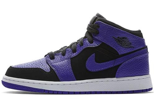 

Кеды унисекс Jordan Air Jordan 1 Mid Black Dark Concord GS синие 37.5 EU, Синий, Air Jordan 1 Mid Black Dark Concord GS