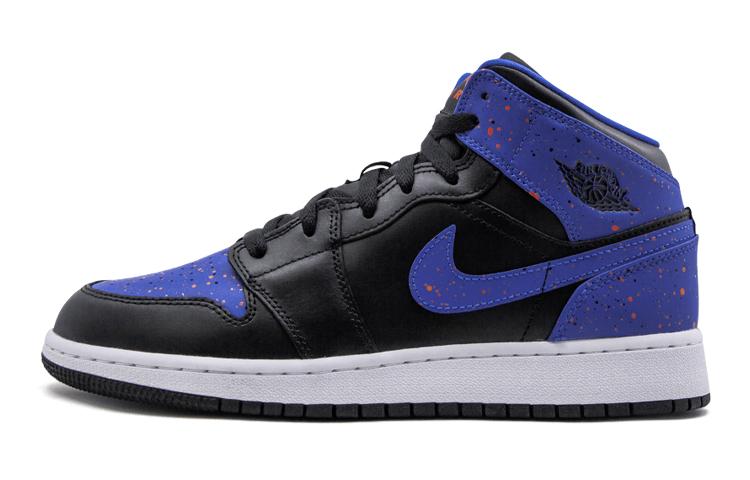 

Кеды унисекс Jordan Air Jordan 1 Mid Black GS синие 36.5 EU, Синий, Air Jordan 1 Mid Black GS