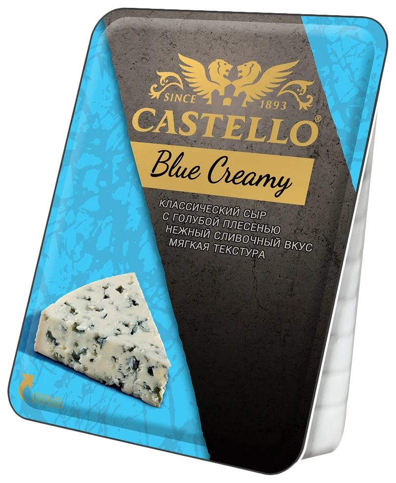 фото Сыр полутвердый castello blue creamy с голубой плесенью 60% бзмж 100 г