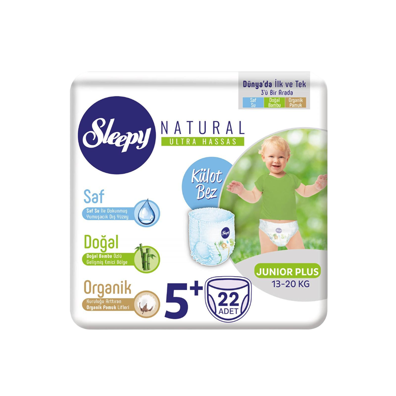 Подгузники-трусики Sleepy Natural Ultra Sensitive Jumbo Junior Plus 13-20 кг 22 шт