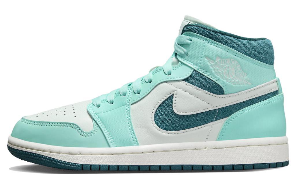 

Кеды унисекс Jordan Air Jordan 1 Mid Bleached Turquoise голубые 38.5 EU, Голубой, Air Jordan 1 Mid Bleached Turquoise