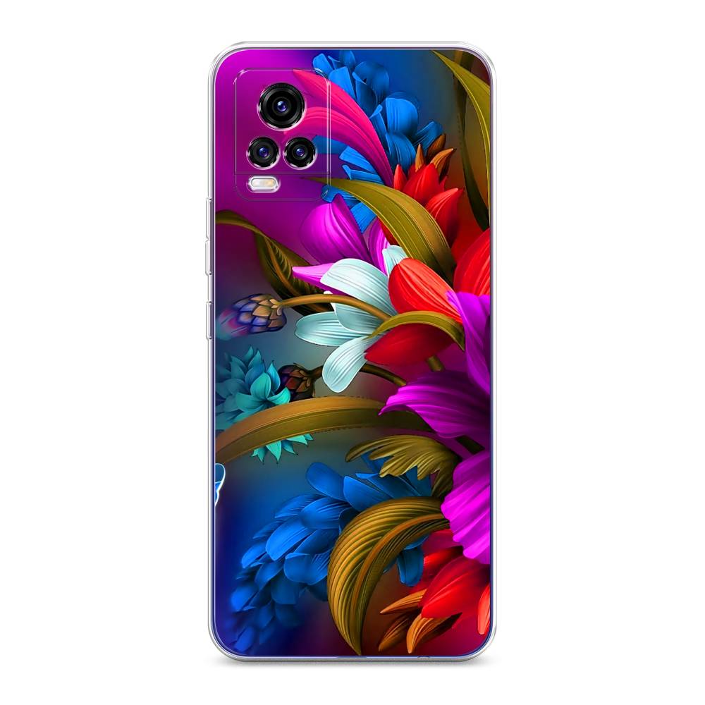 

Чехол для Vivo V20 "Фантастические цветы", Фиолетовый;красный;синий, 263350-2