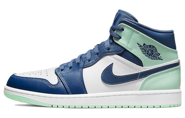 

Кеды унисекс Jordan Air Jordan 1 mid blue mint синие 44 EU, Синий, Air Jordan 1 mid blue mint