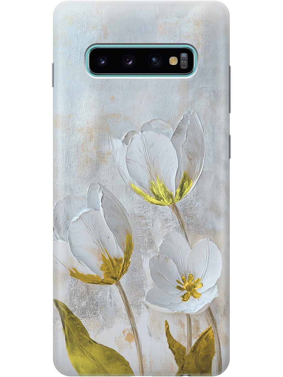 

Силиконовый чехол на Samsung Galaxy S10+ с принтом "Белые тюльпаны" прозрачный, Прозрачный;белый;серый;золотистый, 720461123