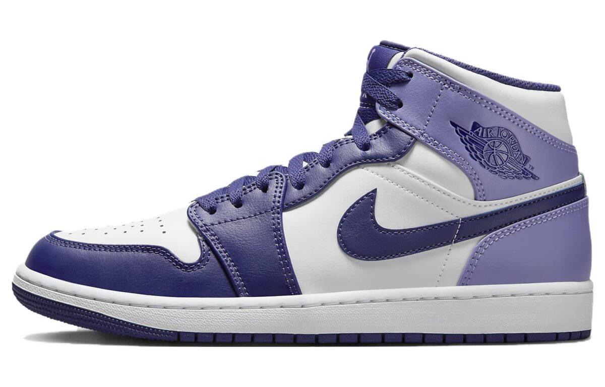 

Кеды унисекс Jordan Air Jordan 1 Mid Blueberry синие 44.5 EU, Синий, Air Jordan 1 Mid Blueberry