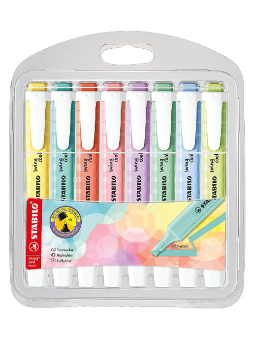 

Маркер-текстовыделитель 1-4мм STABILO Swing Cool Pastel, 8 цветов