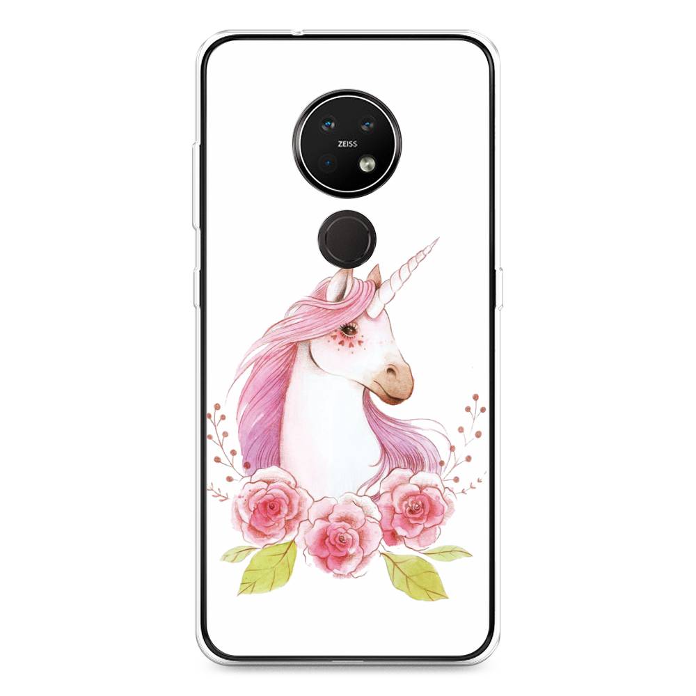 

Чехол на Nokia 7.2 "Единорог цветы", Белый;розовый;серый, 123150-1