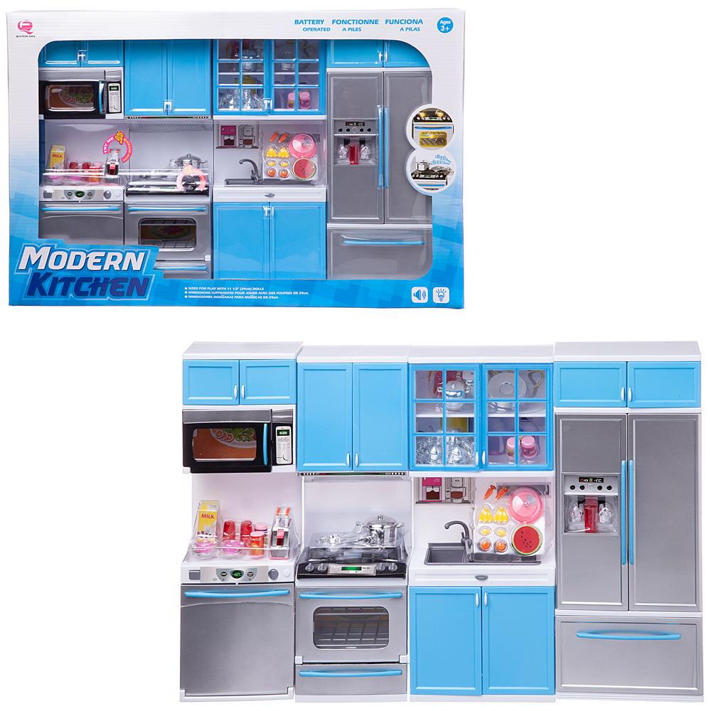 Кухня Junfa toys Модерн 4в1, бело-голубая 26211B-TN
