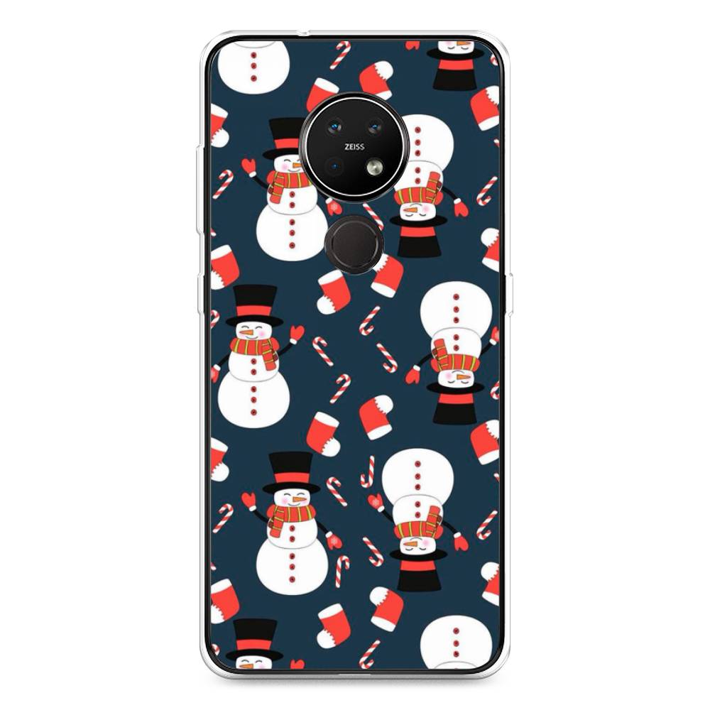 

Чехол на Nokia 7.2 "Синие снеговики", Синий;белый;красный, 123150-5