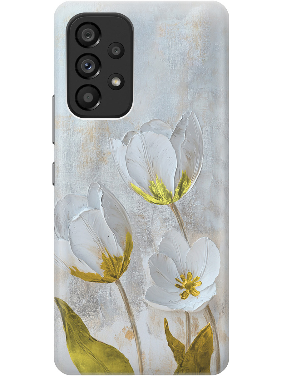 

Силиконовый чехол на Samsung Galaxy A53 5G с принтом "Белые тюльпаны" прозрачный, Прозрачный;белый;серый;золотистый, 740133023