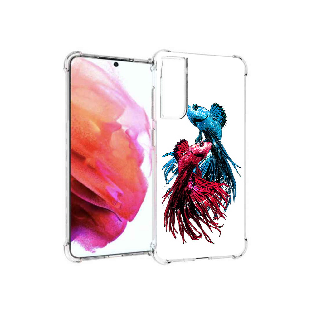 

Чехол MyPads Tocco для Samsung Galaxy S21 FE рыбы петушки, Прозрачный, Tocco
