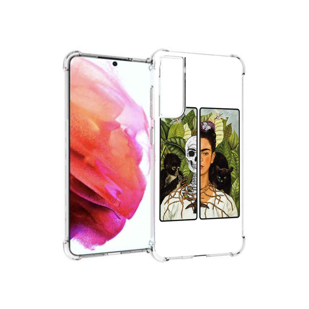 

Чехол MyPads Tocco для Samsung Galaxy S21 FE сдвоенная картинка девушка скелет, Прозрачный, Tocco