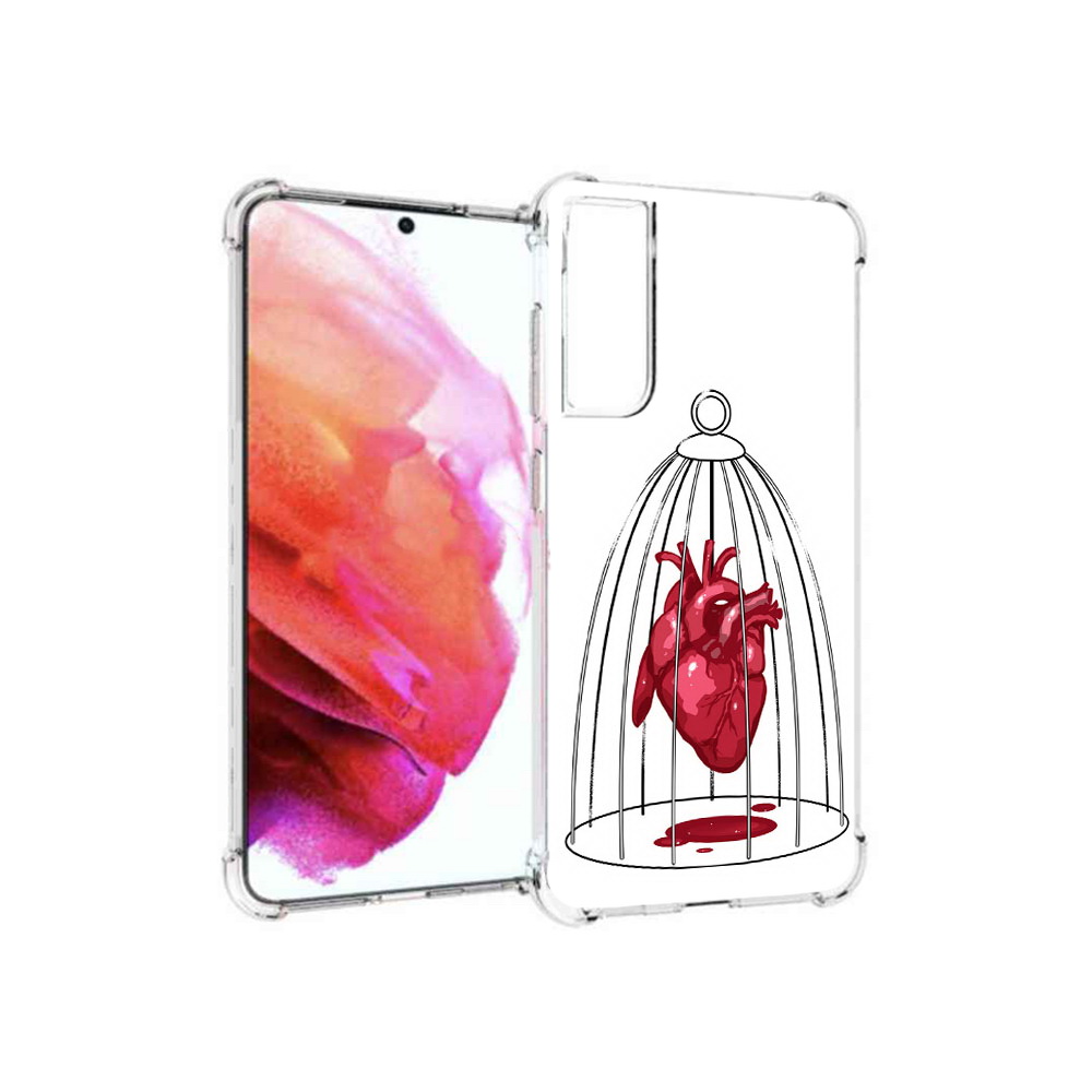 

Чехол MyPads Tocco для Samsung Galaxy S21 FE сердце в клетке, Прозрачный, Tocco