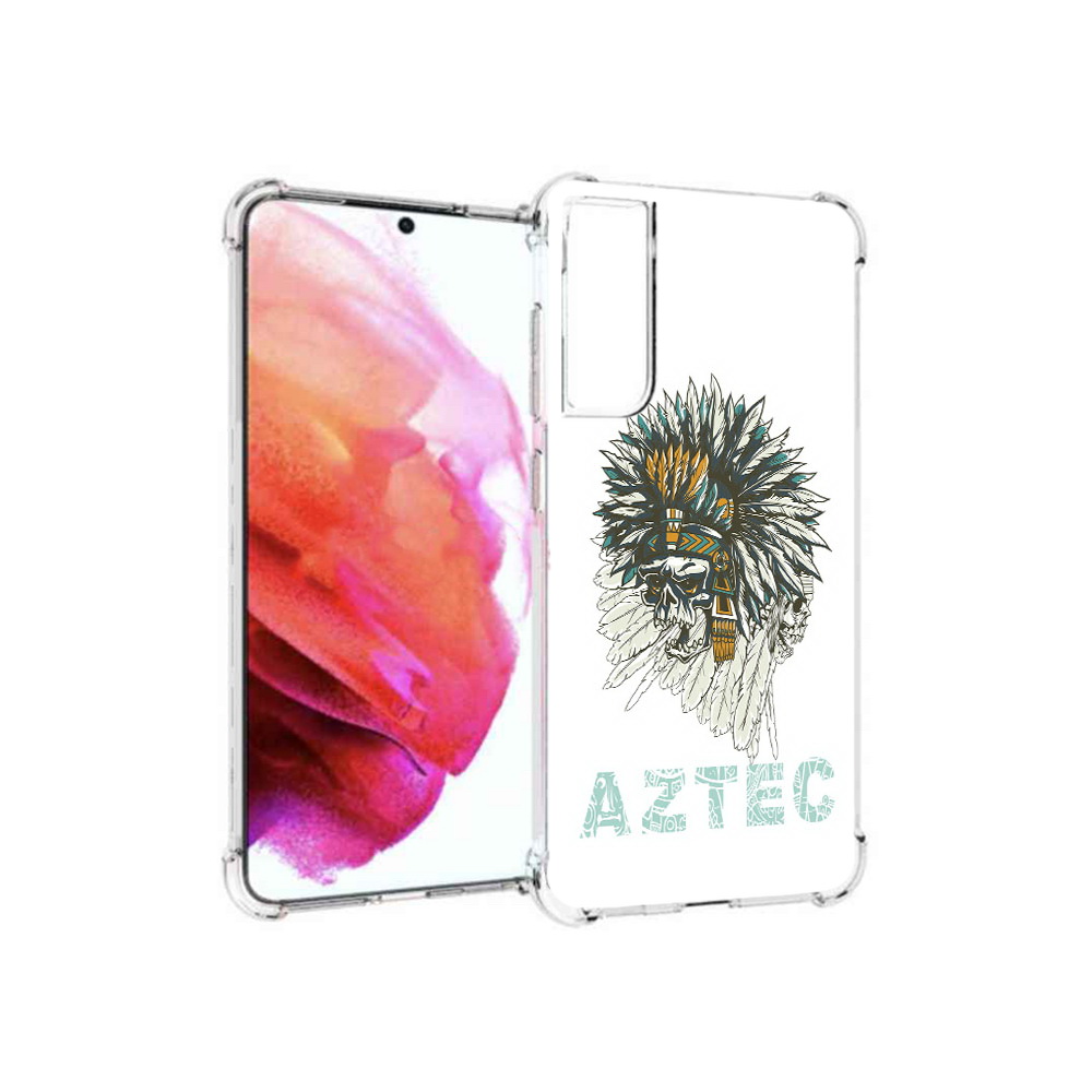 

Чехол MyPads Tocco для Samsung Galaxy S21 FE скелет индеец, Прозрачный, Tocco