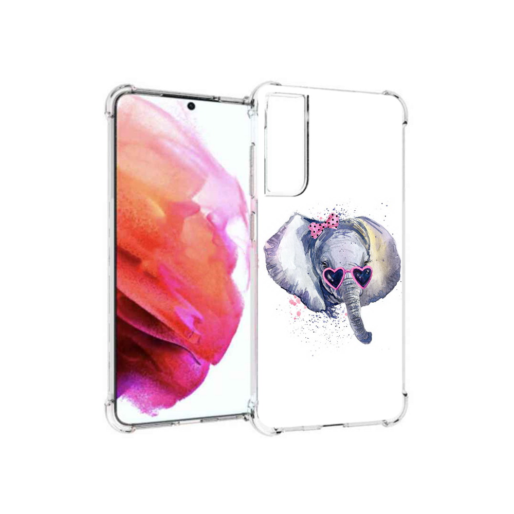 

Чехол MyPads Tocco для Samsung Galaxy S21 FE слоник в очках, Прозрачный, Tocco
