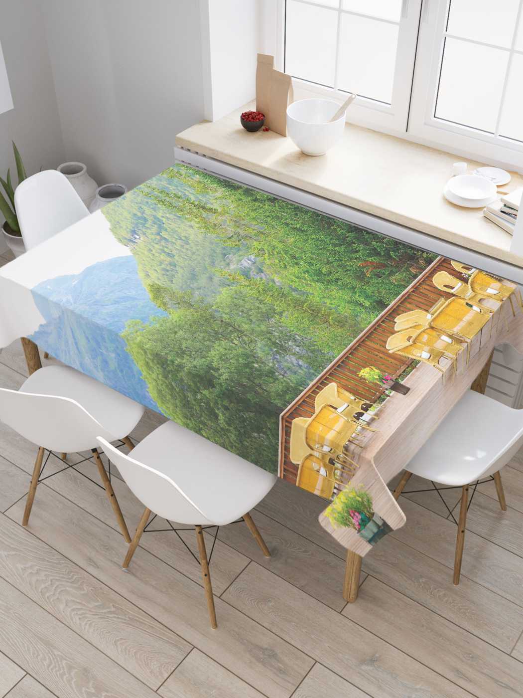 

Скатерть прямоугольная JoyArty "Отдых у гор" из сатена, 120x145 см, Зеленый, Отдых у гор