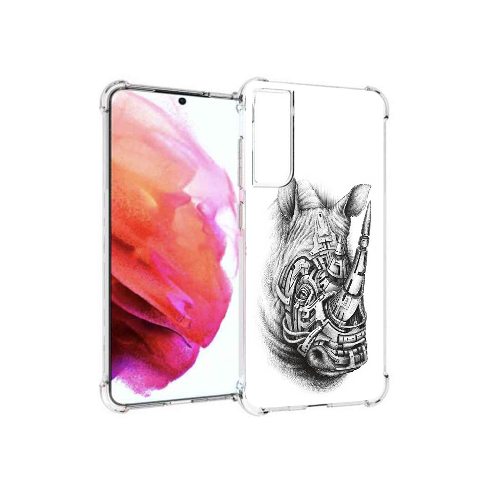 

Чехол MyPads Tocco для Samsung Galaxy S21 FE стальной носорог, Прозрачный, Tocco