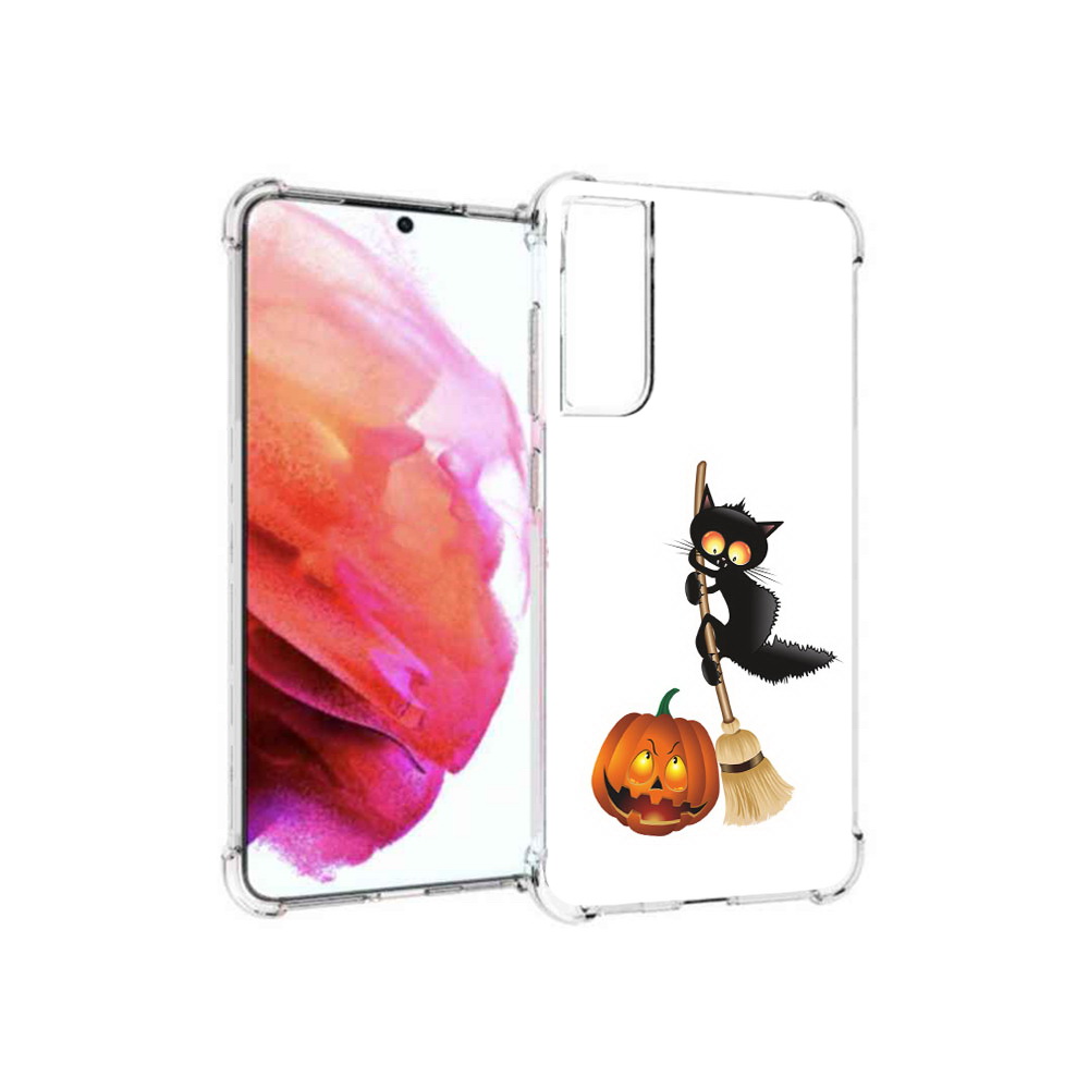 

Чехол MyPads Tocco для Samsung Galaxy S21 FE хэлуинский котик, Прозрачный, Tocco