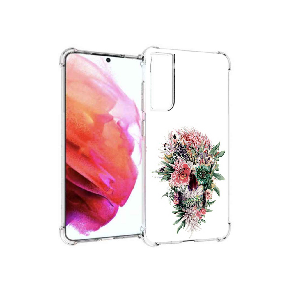 

Чехол MyPads Tocco для Samsung Galaxy S21 FE череп из цветов, Прозрачный, Tocco