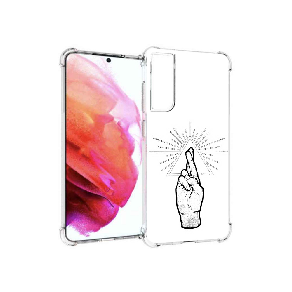 

Чехол MyPads Tocco для Samsung Galaxy S21 FE черно белая рука, Прозрачный, Tocco