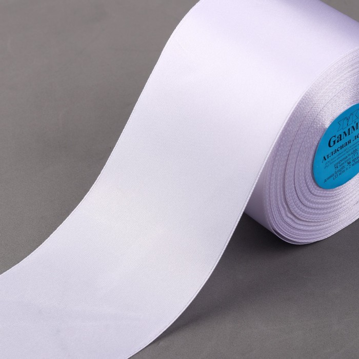 

Лента атласная, 75 мм × 33 ± 2 м, цвет белый №001