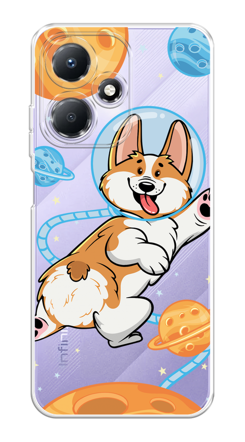 

Чехол на Infinix Hot 30 Play "Корги-космонавт", Голубой;бежевый;белый, 3104250-1