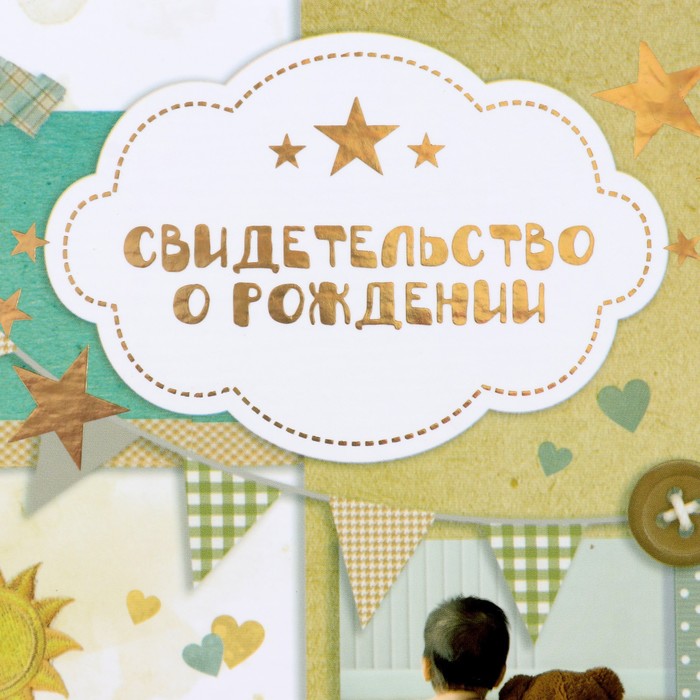 

Свидетельство о рождении Мишка тиснение, А5, Разноцветный