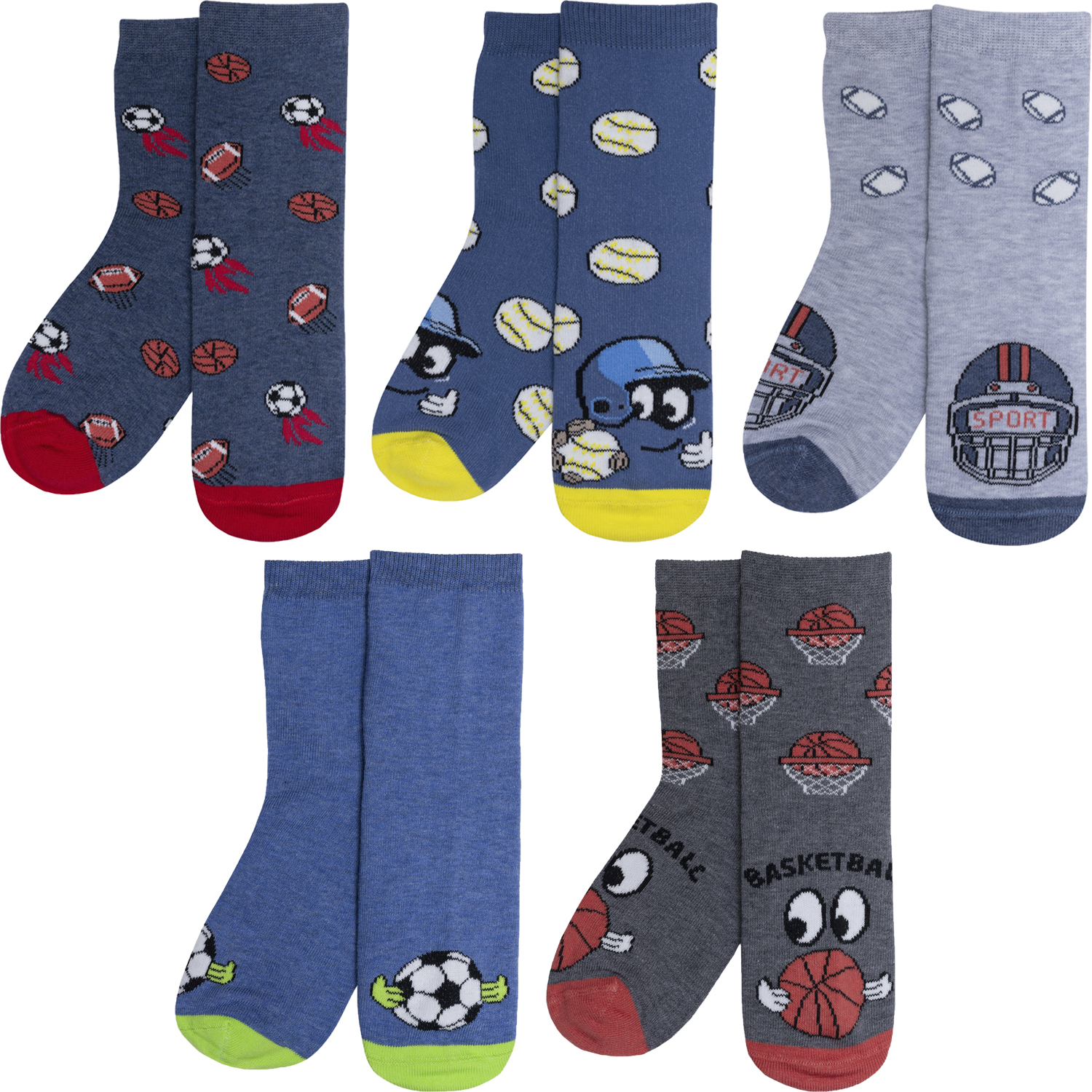 

Носки детские Rusocks 5-Д3-13500 цв. синий; серый; желтый; красный р. 20, 5-Д3-13500