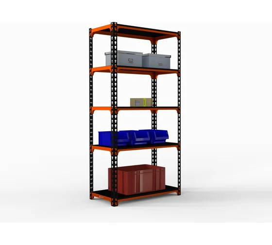 

Стеллаж Metalex MID 1800х1000х500 5 полок оранжево-чёрный, Разноцветный, 107051