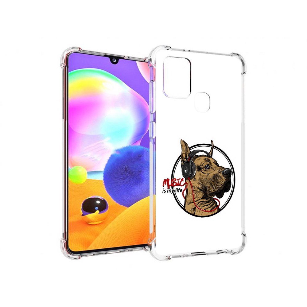 

Чехол MyPads Tocco для Samsung Galaxy A21s музыкальная собака (PT149116.528.490), Прозрачный, Tocco