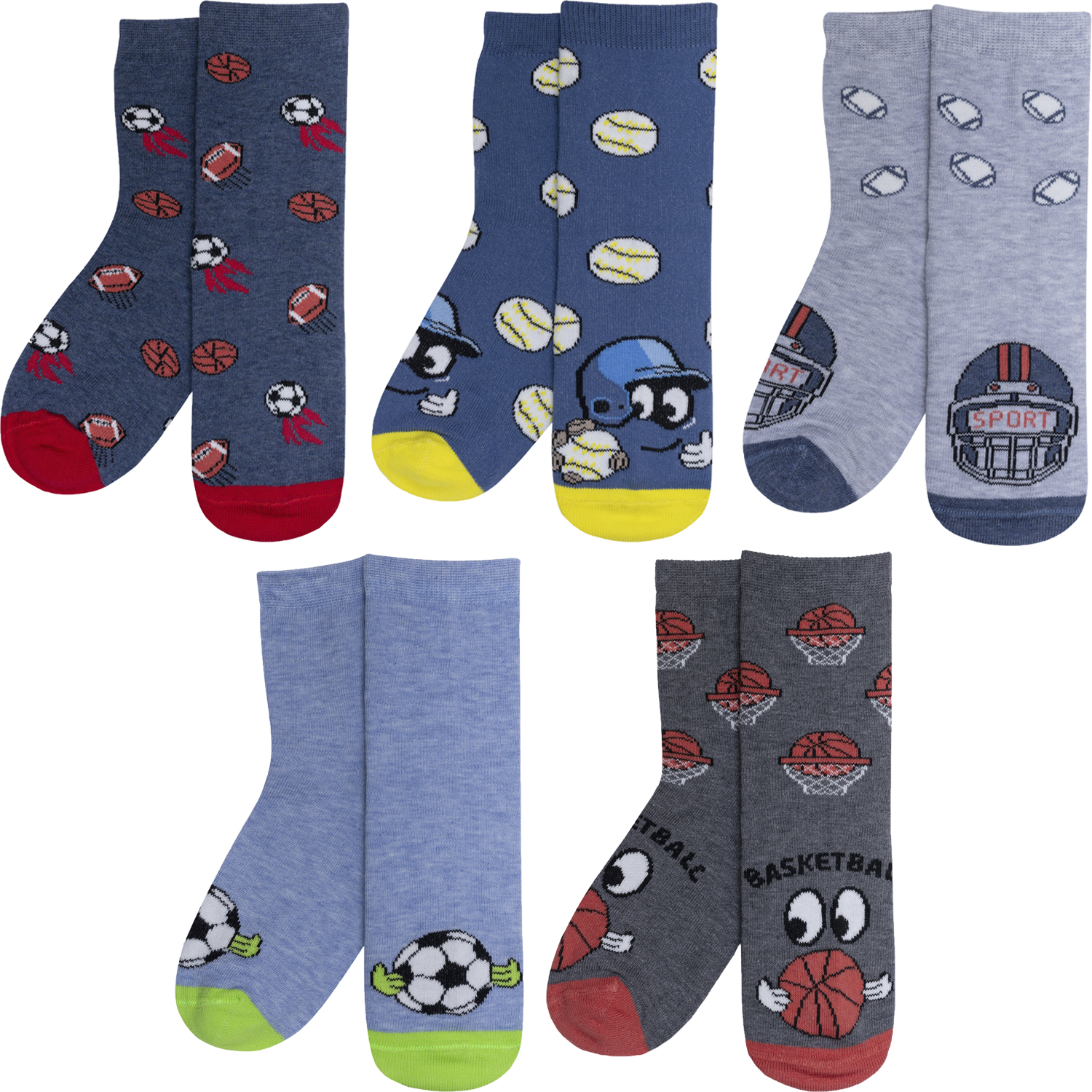 

Носки детские Rusocks 5-Д3-13500 цв. синий; серый; желтый; красный, 5-Д3-13500