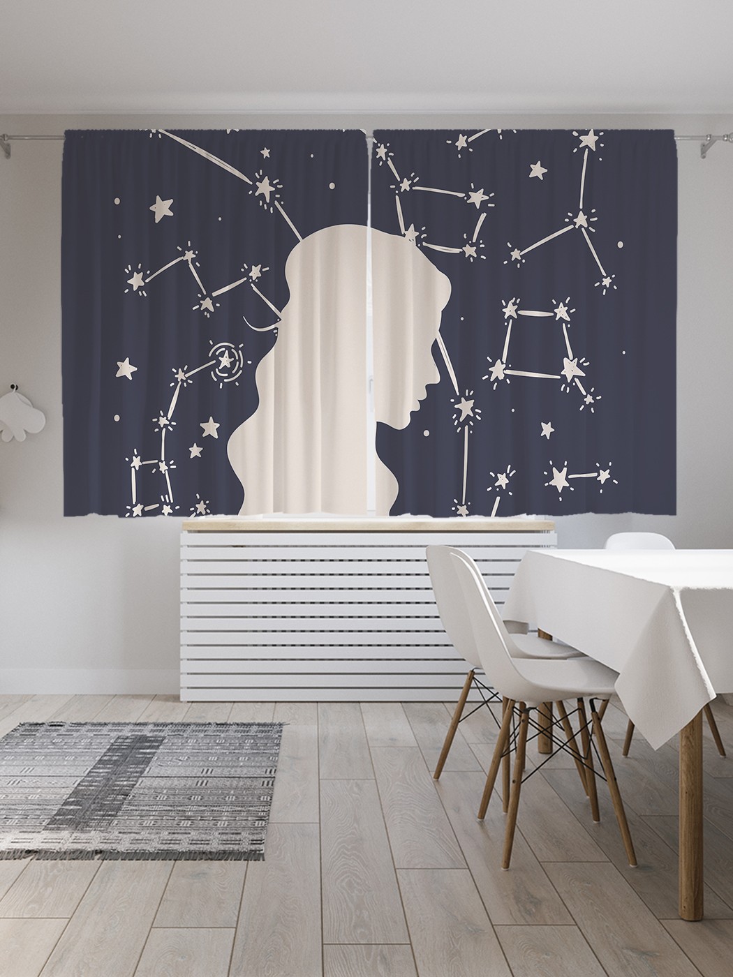 

Классические шторы JoyArty "Звездный профиль", серия Oxford DeLux, 2 полотна 145x180 см, Звездный профиль