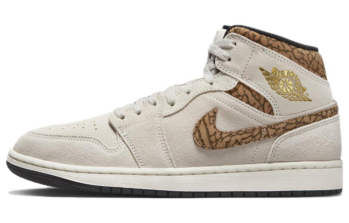 

Кеды унисекс Jordan Air Jordan 1 Mid Brown Elephant бежевые 41 EU, Бежевый, Air Jordan 1 Mid Brown Elephant