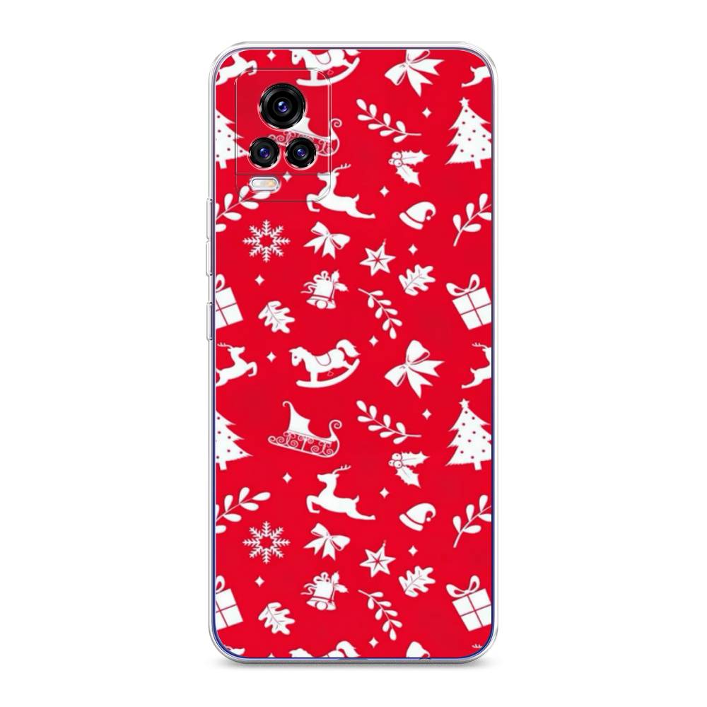 

Чехол для Vivo V20 "Красный новогодний фон", Красный;белый, 263350-5