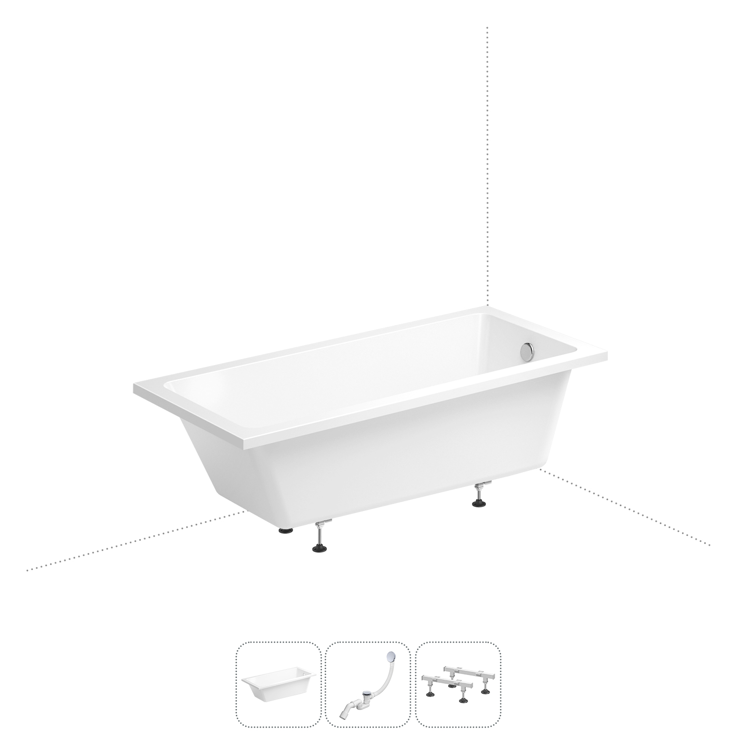 Акриловая ванна 165х80 см Wellsee FreeDom 231102005 в наборе 3 в 1 Bath.FreeDom_ветка_1 белый