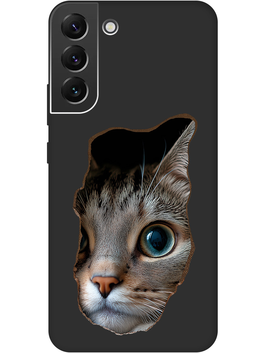 

Силиконовый чехол на Samsung Galaxy S22+ с принтом "Котик в стене" матовый черный, Черный;коричневый;белый, 735250012