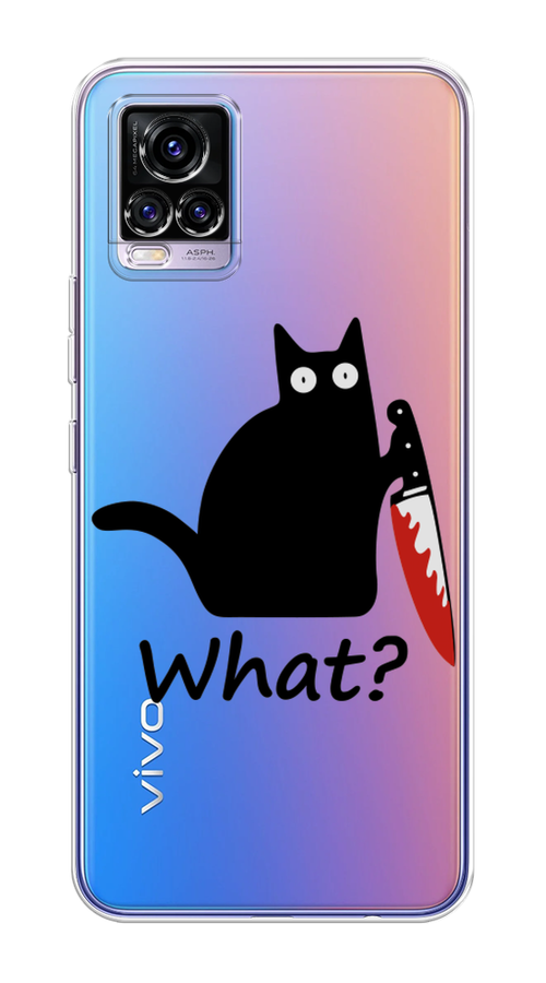 

Чехол на Vivo V20 "Котик с ножом", Черный;красный, 263350-6