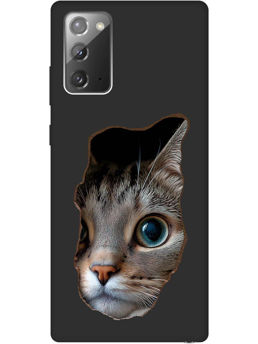 

Силиконовый чехол на Samsung Galaxy Note 20 с принтом "Котик в стене" матовый черный, Черный;коричневый;белый, 723276312