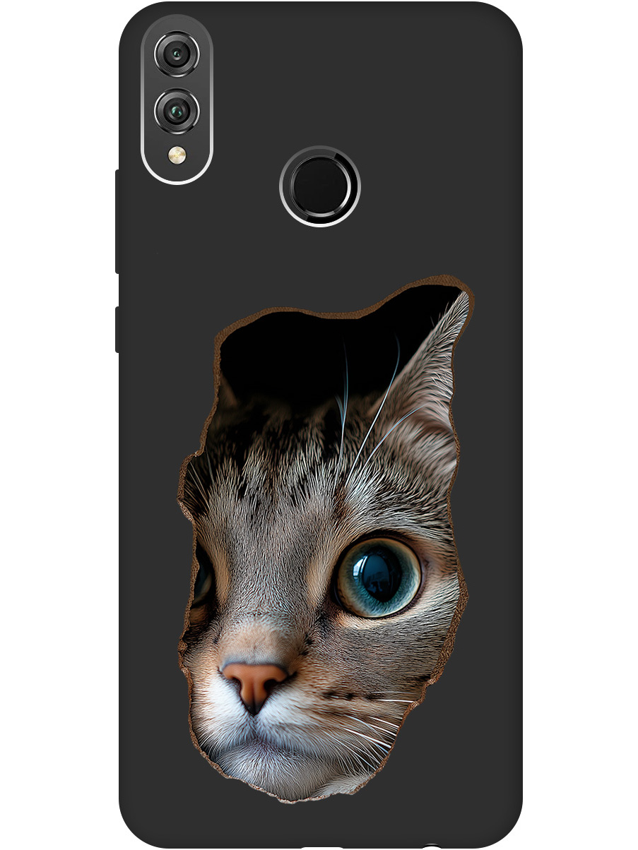 

Силиконовый чехол на Honor 8X с принтом "Котик в стене" матовый черный, Черный;коричневый;белый, 719355512