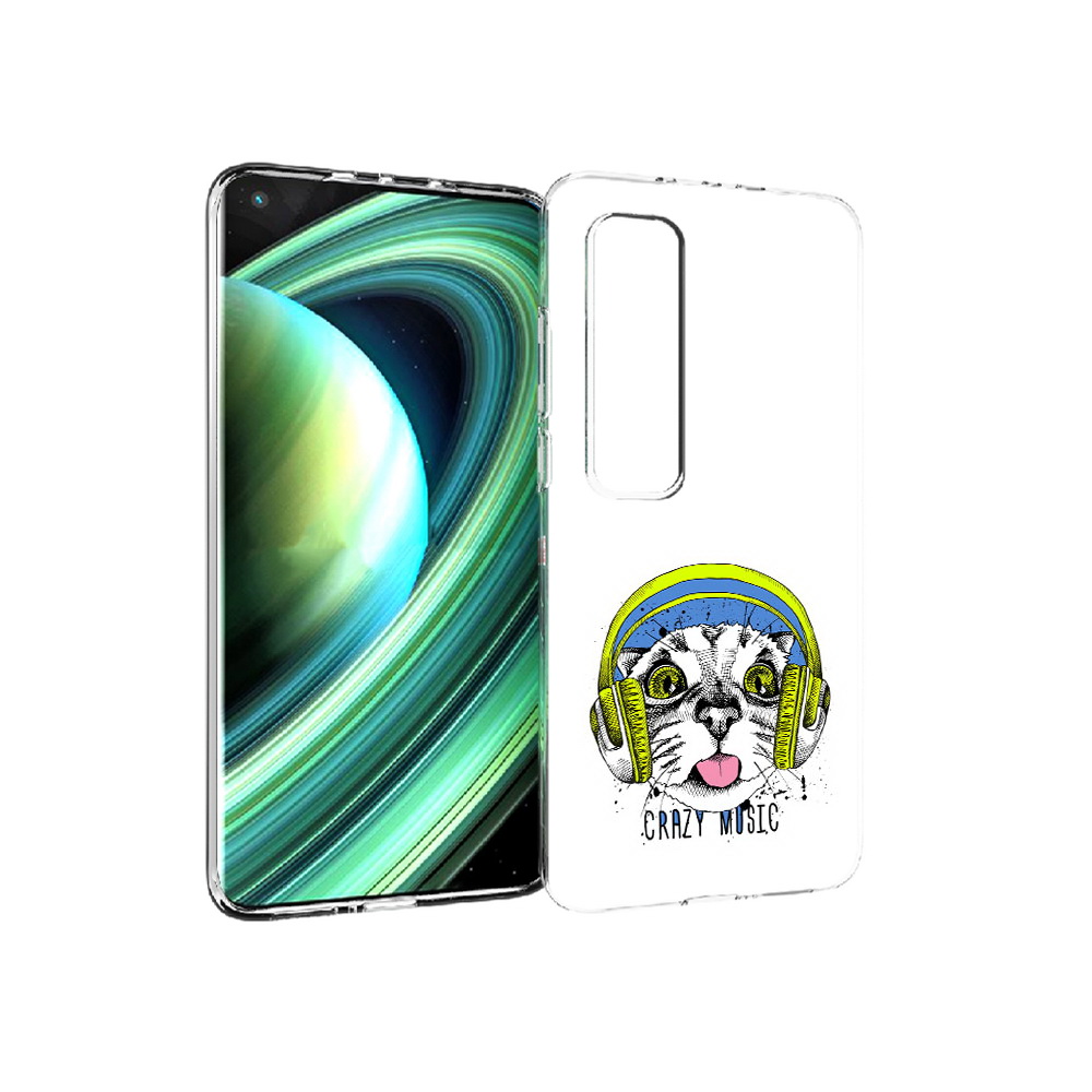 Чехол MyPads Tocco для Xiaomi Mi 10 Ultra кошка в наушниках рисунок (PT156404.264.403)