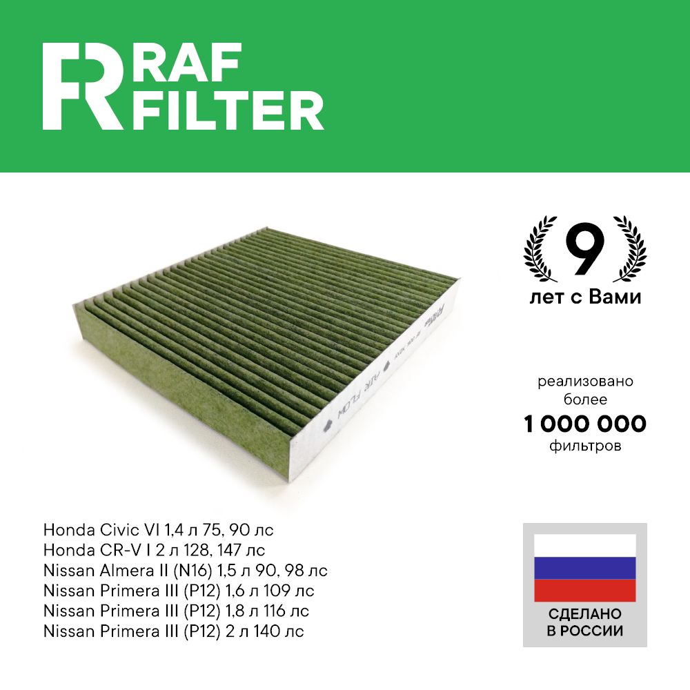 

Фильтр салона RAF Filter RF006NIXY Nissan Almera N16 Primera P12 Honda CR-V 1 Civic 4