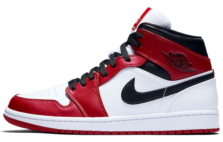 

Кеды унисекс Jordan Air Jordan 1 mid chicago красные 44 EU, Красный, Air Jordan 1 mid chicago